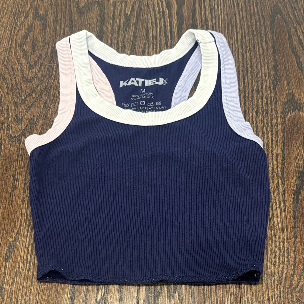 Katie J NYC Girl’s Navy and White Tank Top Size Medium